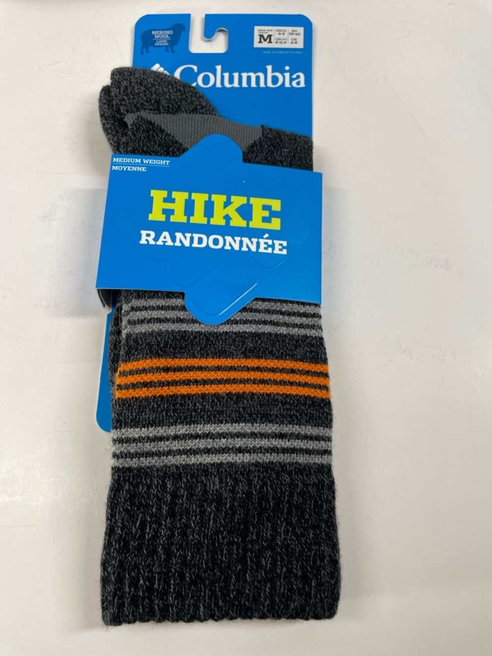 Columbia Hike Crew Socks medium weight merino wool M6-9, W8-11.5